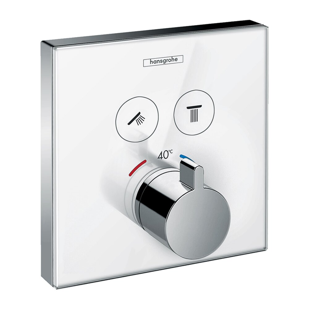 Baterie dus incastrata Hansgrohe ShowerSelect Glass alb – crom termostatata alb