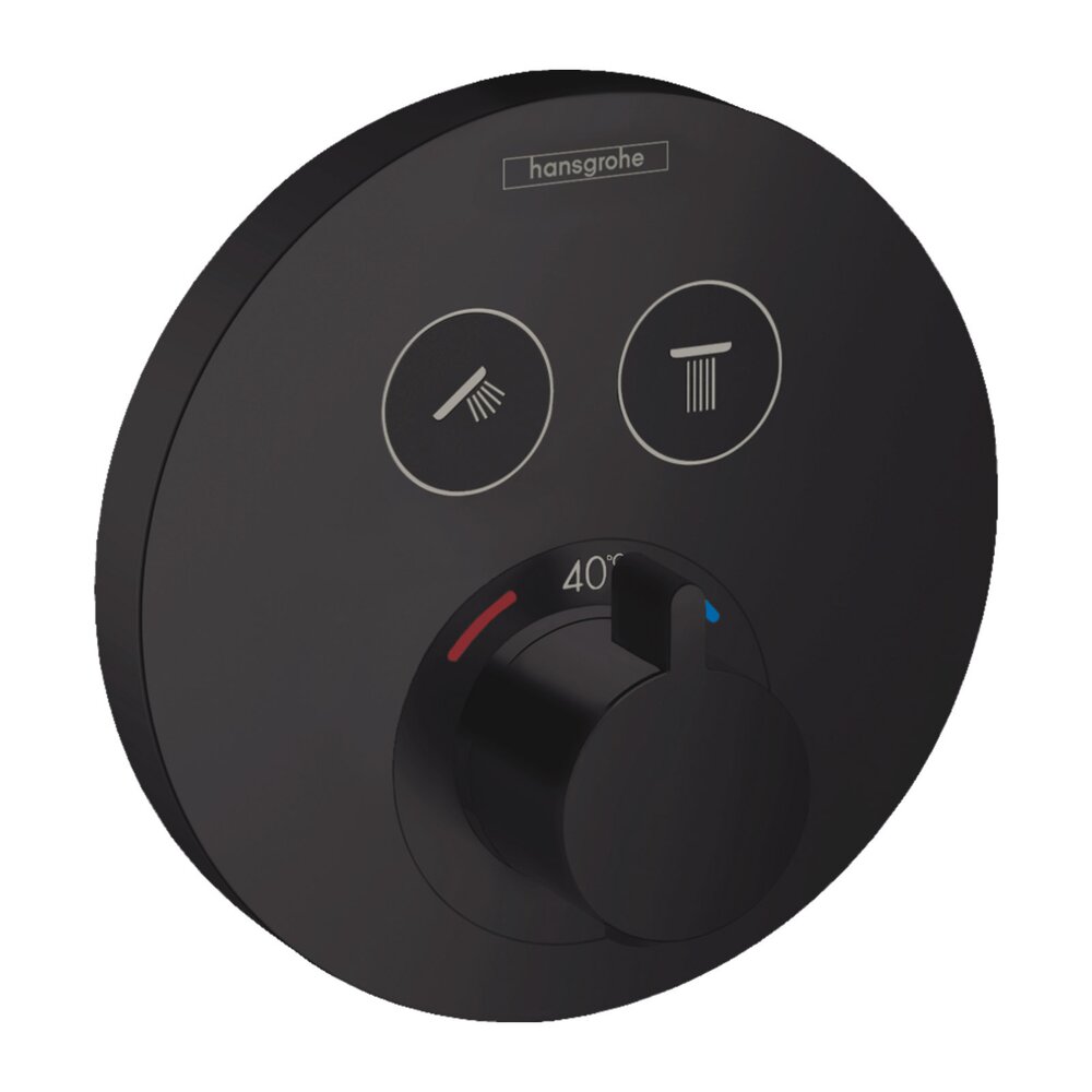 Baterie dus incastrata Hansgrohe ShowerSelect S cu 2 functii negru mat baie