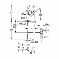 Baterie lavoar inalta Grohe Eurosmart New L crom lucios picture - 2
