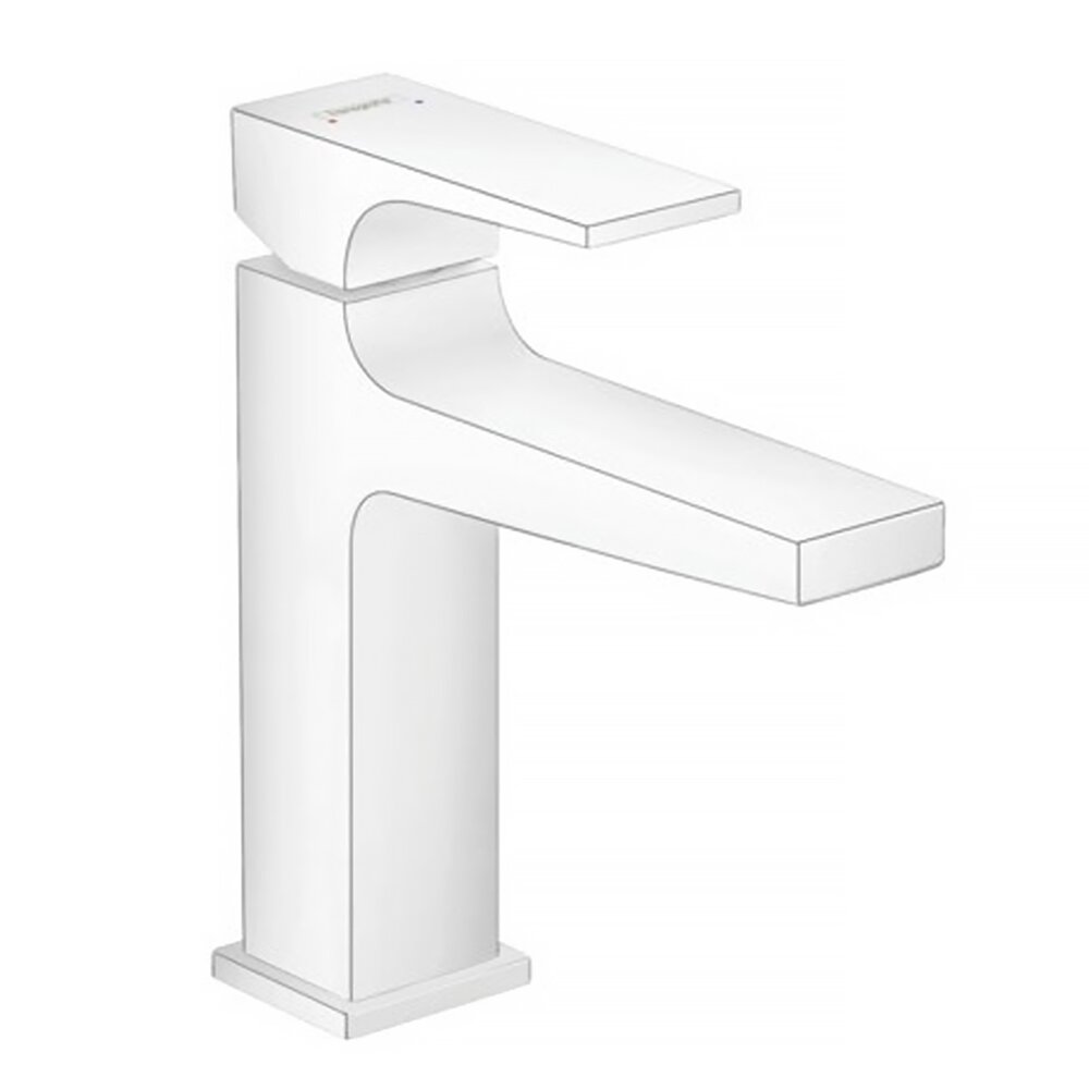 Baterie lavoar Hansgrohe Metropol 110 cu ventil Push-Open alb mat