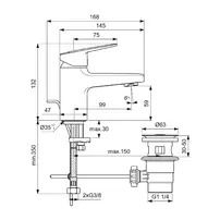 Baterie lavoar Ideal Standard Ceraplan H60 crom lucios cu ventil picture - 7