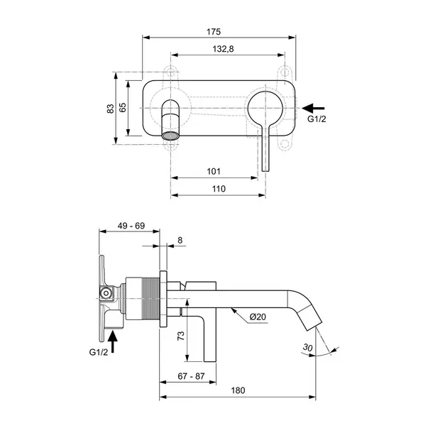 Baterie lavoar incastrata Ideal Standard Atelier Joy gri Magnetic Grey pipa 18 cm picture - 8