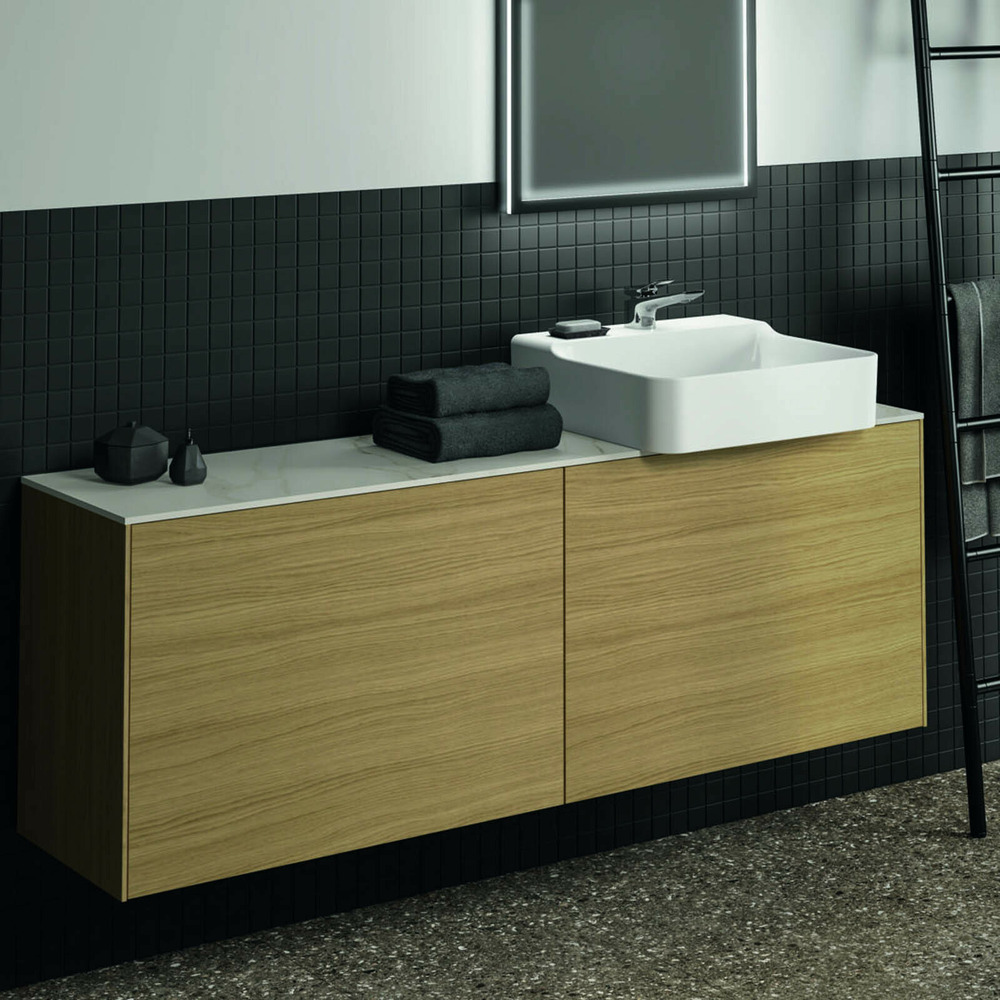 Blat ceramic pentru lavoar Ideal Standard Atelier Conca finisaj alb marmura 160 cm