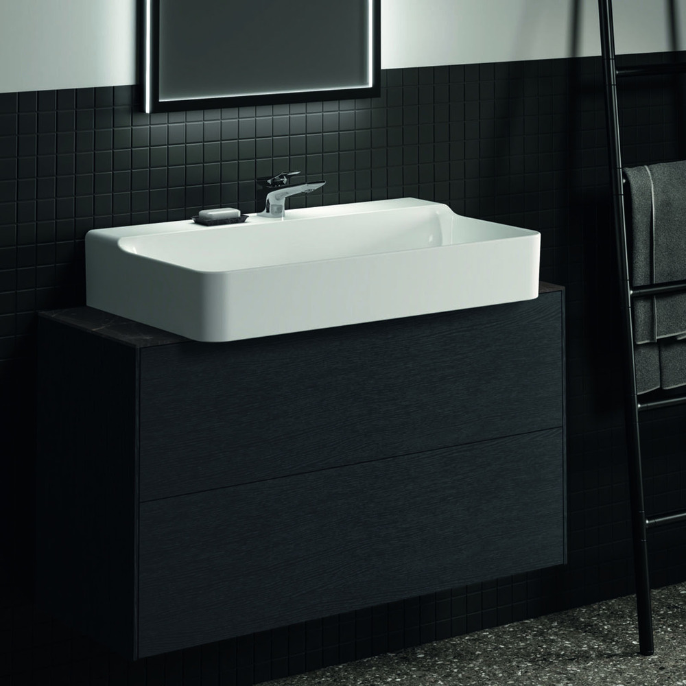 Blat ceramic pentru lavoar Ideal Standard Atelier Conca finisaj negru marmura 100 cm