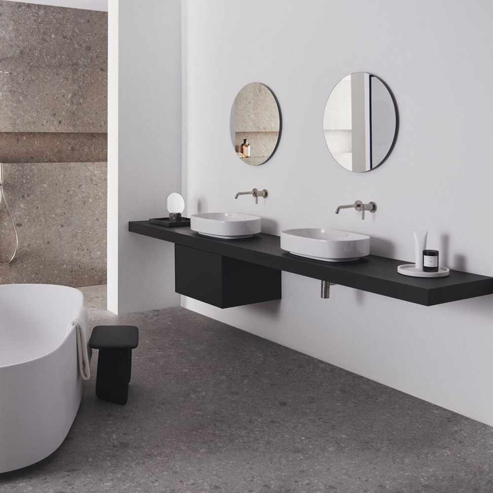 Blat pentru lavoar Ideal Standard Atelier Conca fara decupaj finisaj stejar inchis 240 cm
