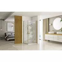 Cabina de dus patrata Rea Hugo cu 2 usi batante 100x100 cm auriu periat picture - 5
