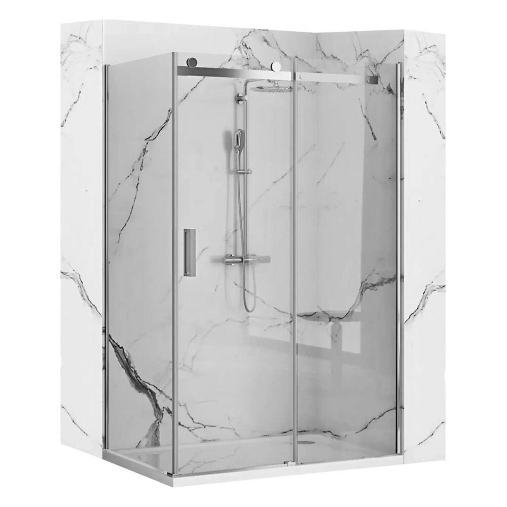 Cabina de dus patrata cu usa glisanta Rea Nixon 100×100 crom stanga imagine noua 2022