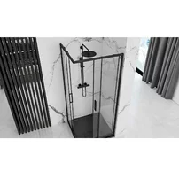 Cabina de dus patrata Rea Punto cu usi glisante 80x80 negru mat picture - 5