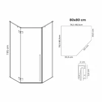 Cabina de dus pentagonala Rea Diamond cu usa batanta 80x80 negru mat picture - 2