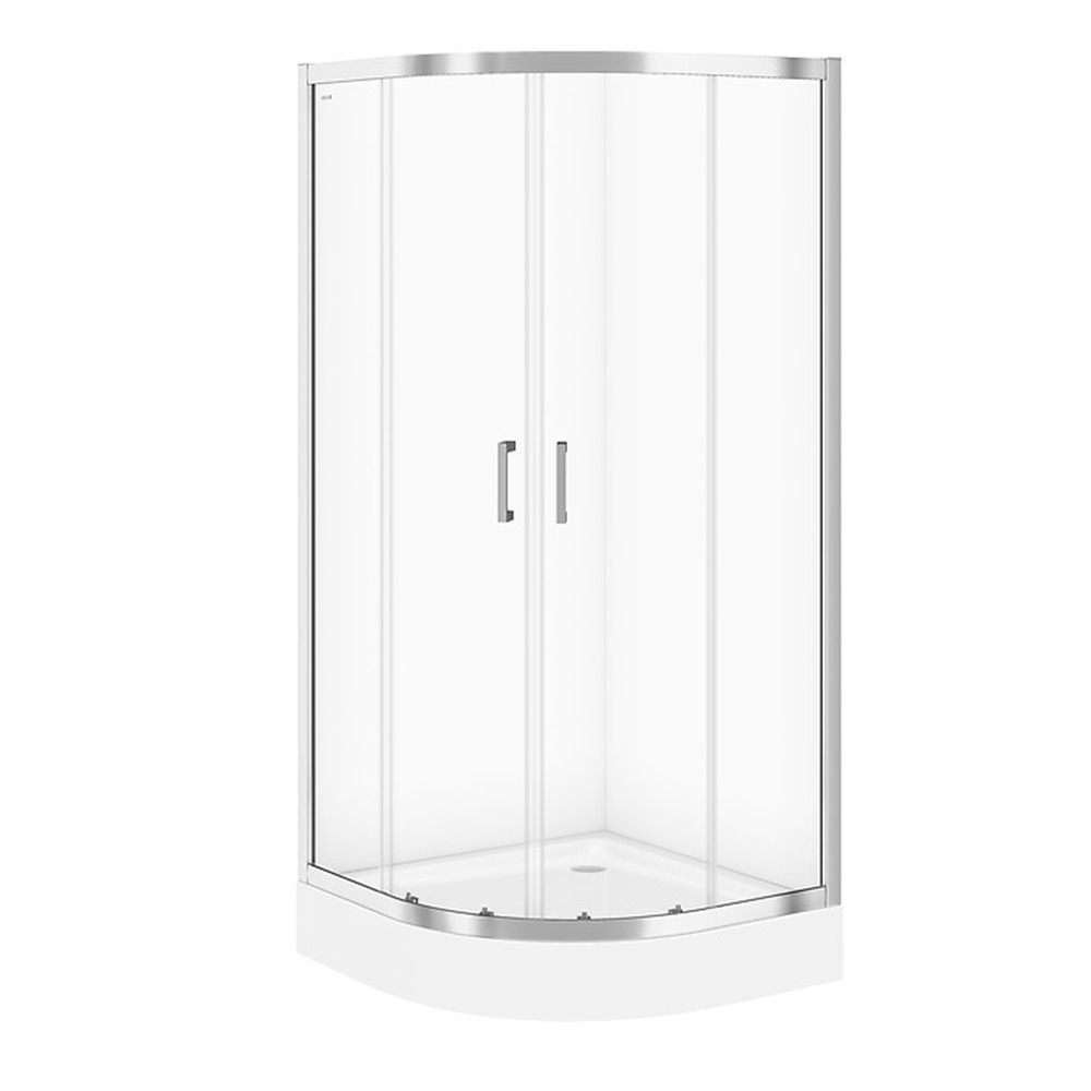 Cabina de dus semirotunda Cersanit Basic cu 2 usi culisante 90×90 crom Cersanit