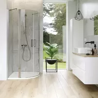 Cabina de dus semirotunda Cersanit Moduo cu 2 usi pivotante 90x90 crom