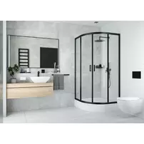 Cabina de dus semirotunda Deante Funkia negru cu usi culisante 80x80 cm picture - 6