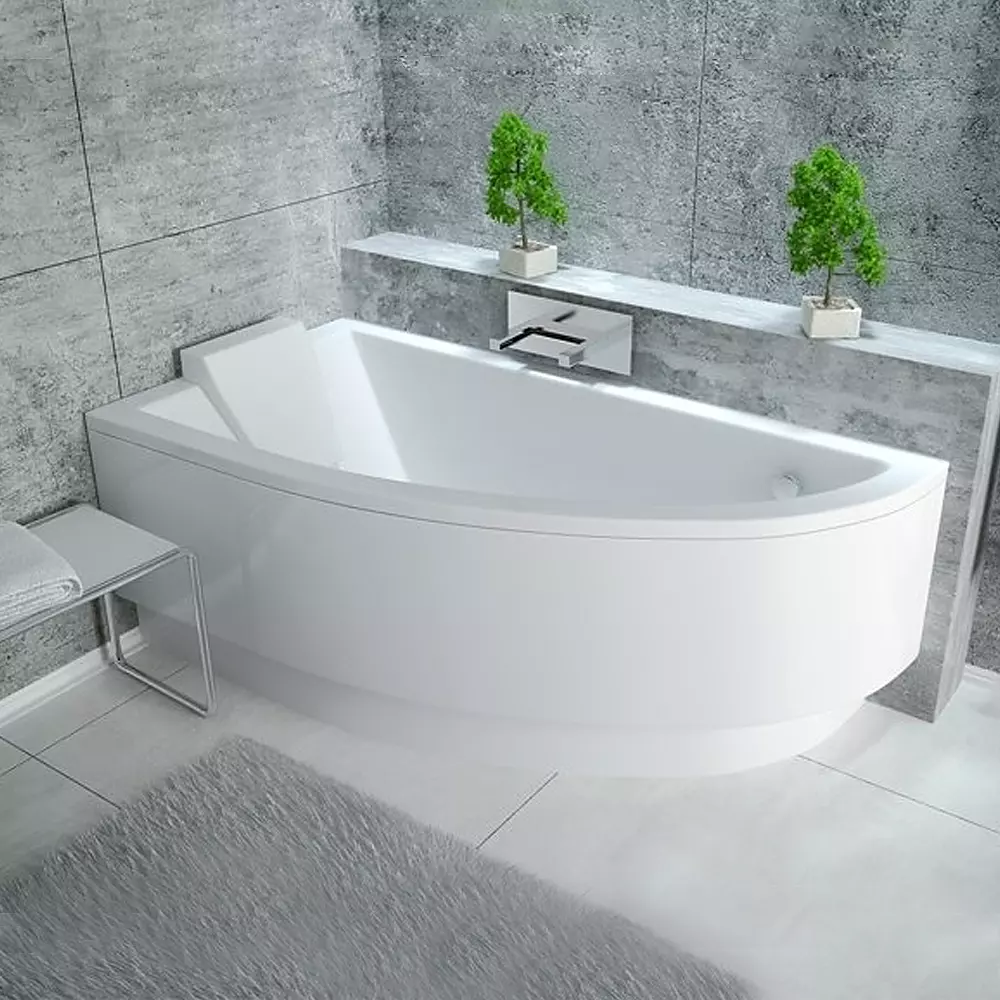 Cada asimetrica Besco Praktika 150x70 cm montaj stanga #WAP-150-NL