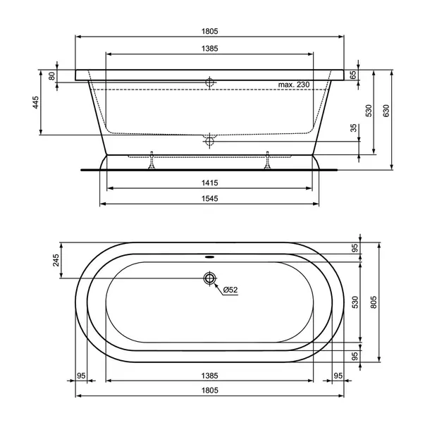 Cada freestanding Ideal Standard Atelier Calla alb lucios 180x80 cm picture - 9