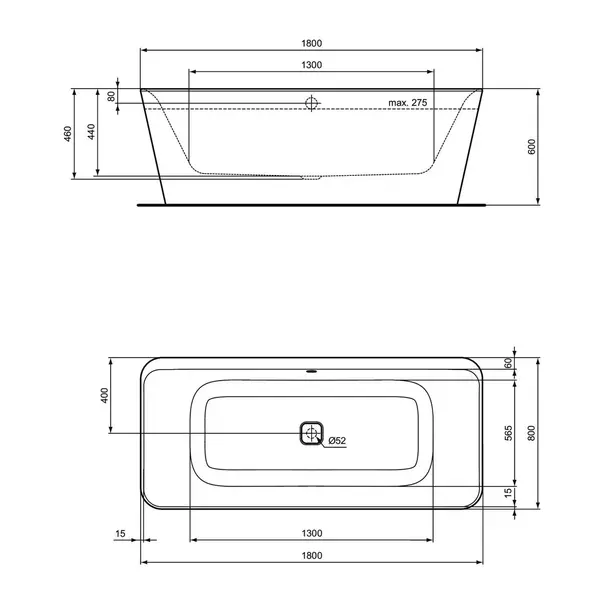 Cada freestanding Ideal Standard Atelier Tonic II 180x80 cm alb mat picture - 6