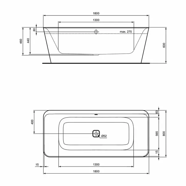 Cada freestanding Ideal Standard Atelier Tonic II 180x80 cm alb - negru mat picture - 6