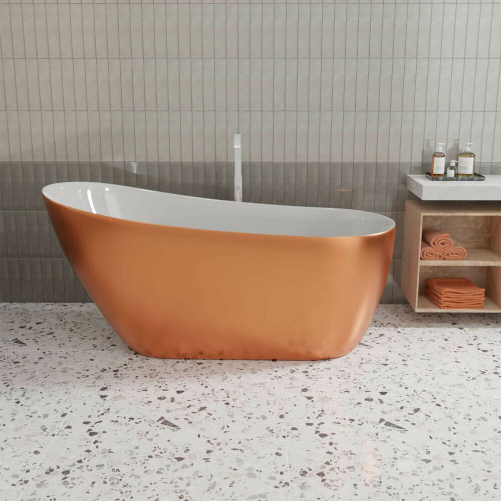 Cada freestanding Massi Metallic Collection Stilla bronz lucios 150×70 cm cu preaplin auriu 150x70