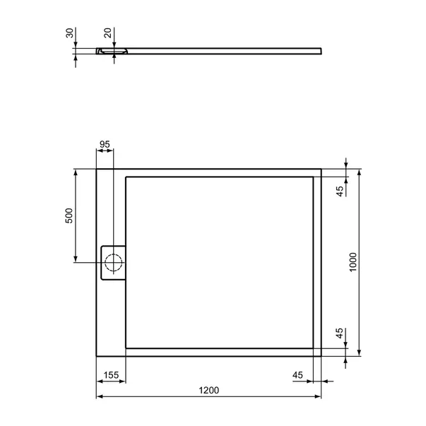 Cadita de dus dreptunghiulara Ideal Standard i.life Ultra Flat S negru intens 120x100 cm picture - 5