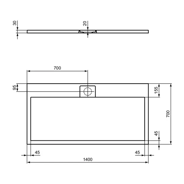 Cadita de dus dreptunghiulara Ideal Standard i.life Ultra Flat S negru intens 140x70 cm picture - 5