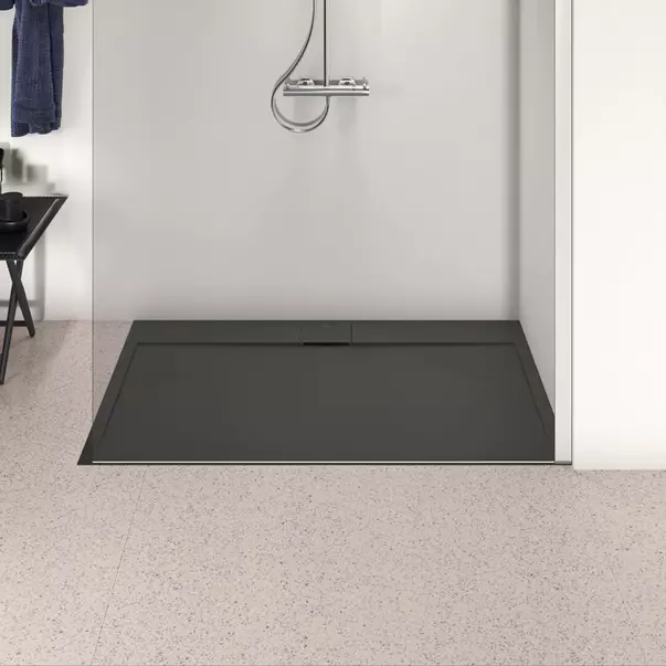 Cadita de dus dreptunghiulara Ideal Standard i.life Ultra Flat S negru intens 140x90 cm picture - 3
