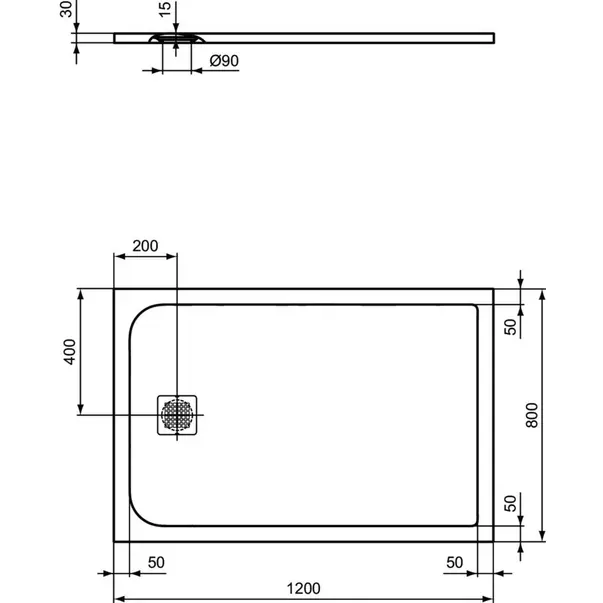 Cadita de dus dreptunghiulara Ideal Standard Ultra Flat S 120x80 cm gri picture - 2