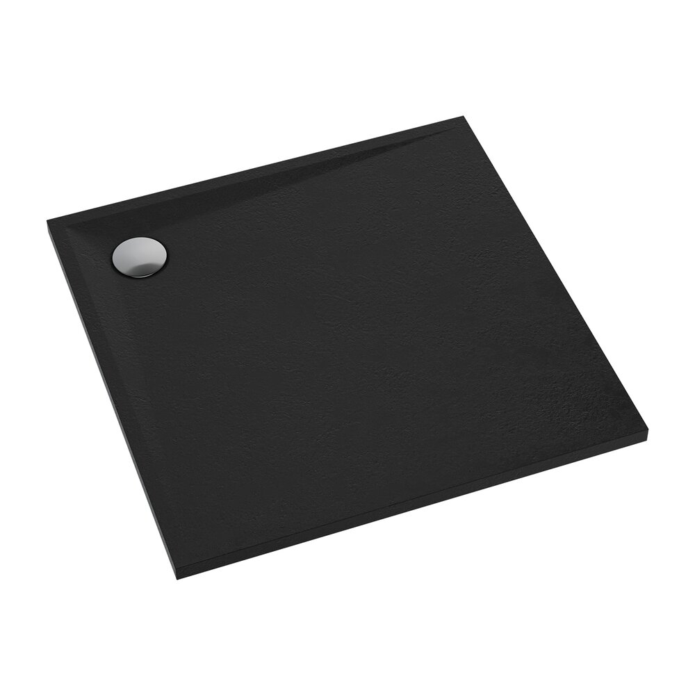Cadita de dus patrata din compozit Omnires Stone negru mat 80×80 cm 80x80