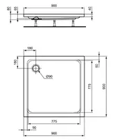 Cadita de dus patrata Ideal Standard Hotline New 90x90 cm picture - 4