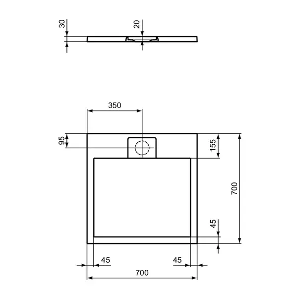 Cadita de dus patrata Ideal Standard i.life Ultra Flat S nisipiu 70x70 cm picture - 7