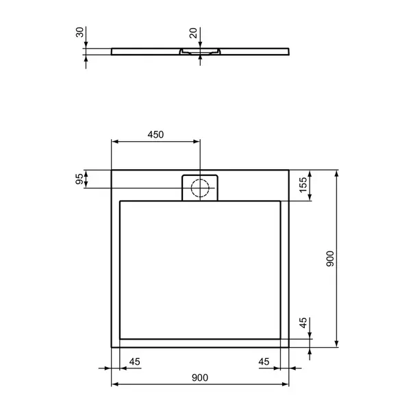 Cadita de dus patrata Ideal Standard i.life Ultra Flat S nisipiu 90x90 cm picture - 5