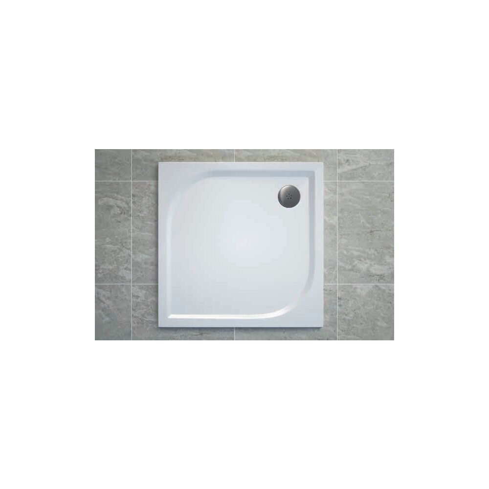 Cadita de dus SanSwiss Tracy WAQ 90×90 cm slim compozit alb neakaisa.ro