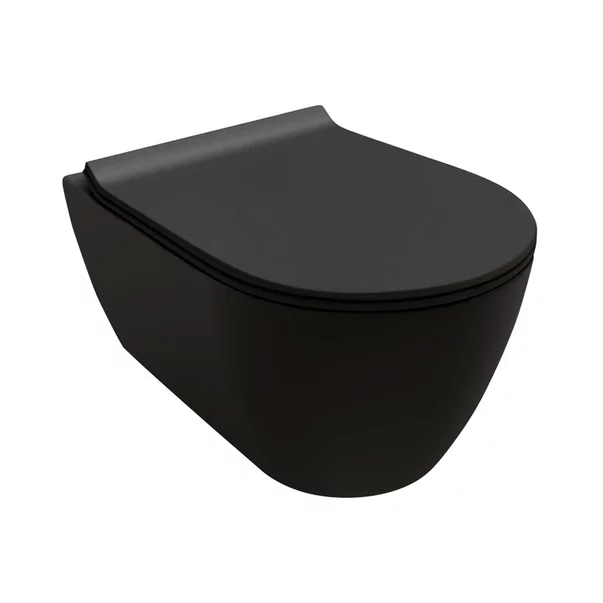Capac vas wc slim Hatria Fusion softclose cu demontare rapida negru mat picture - 2