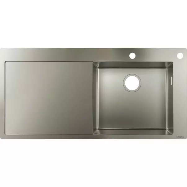 Chiuveta bucatarie Hansgrohe S71 inox 104.5x51 cm picurator dreapta cu orificiu buton control picture - 1