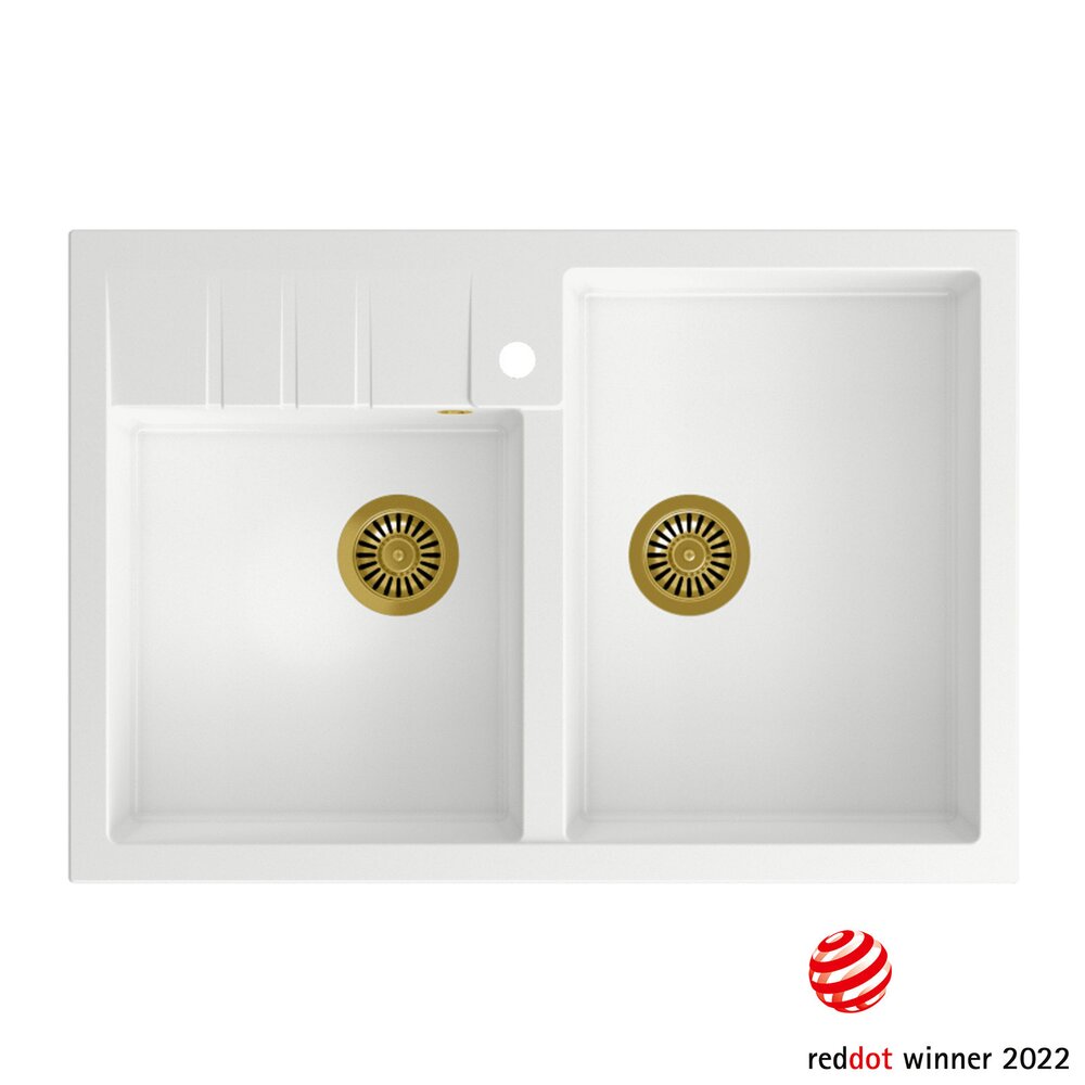 Chiuveta compozit incastrata Quadron Unique Bill 120 alb - auriu 90x62 cm