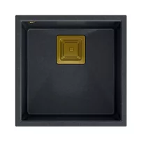 Chiuveta compozit Quadron Unique David 40 negru - auriu 42x42 cm