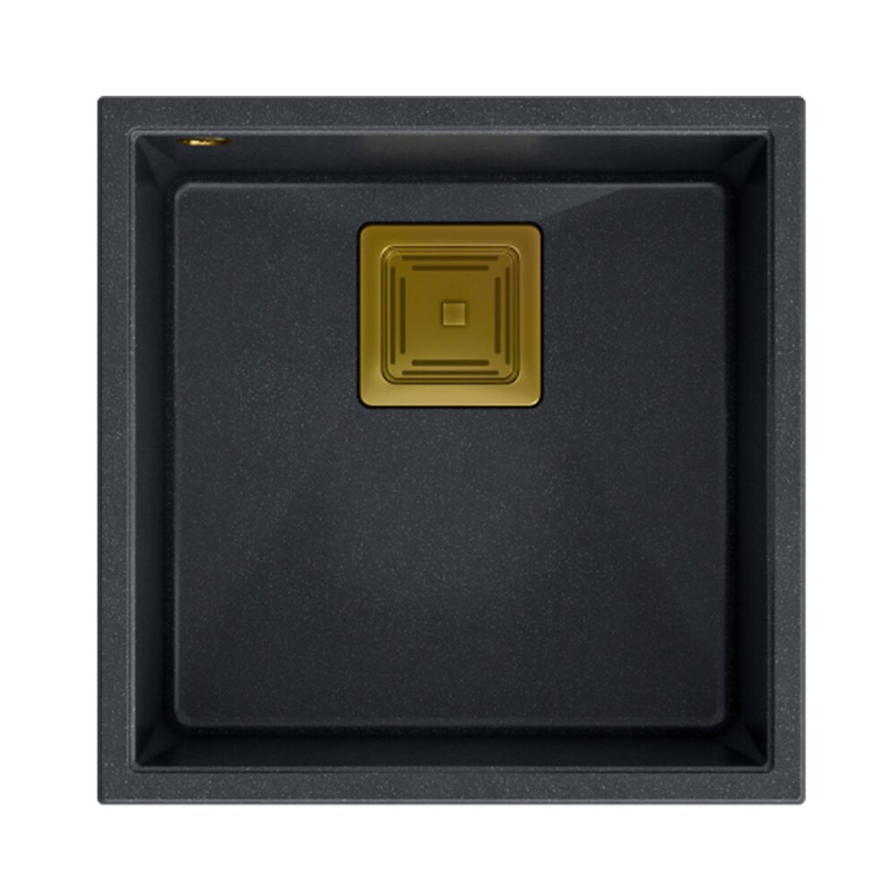 Chiuveta compozit Quadron Unique David 40 negru – auriu 42×42 cm 42x42