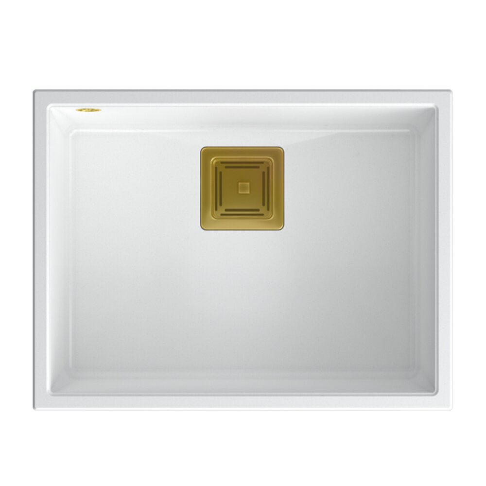 Chiuveta compozit sub blat Quadron Unique David 50 alb – auriu 55×42 cm 55x42