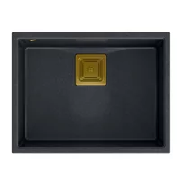Chiuveta compozit Quadron Unique David 50 negru - auriu 55x42 cm