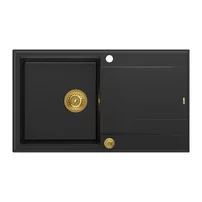 Chiuveta compozit incastrata Quadron Unique Evan 111 negru carbon - auriu 86x50 cm