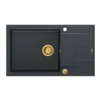 Chiuveta compozit incastrata Quadron Unique Evan 136 XL negru - auriu 86x50 cm