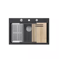 Statie de lucru incastrata Quadron Unique Marc negru diamant - inox 76x50 cm