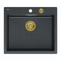 Chiuveta compozit incastrata Quadron Unique Morgan 110 negru - auriu 57x50 cm