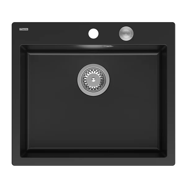 Chiuveta compozit incastrata Quadron Unique Morgan 110 negru carbon - inox 57x50 cm picture - 1