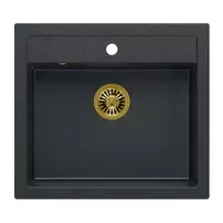 Chiuveta compozit Quadron Unique Bill 110 negru diamant - auriu 60x54 cm