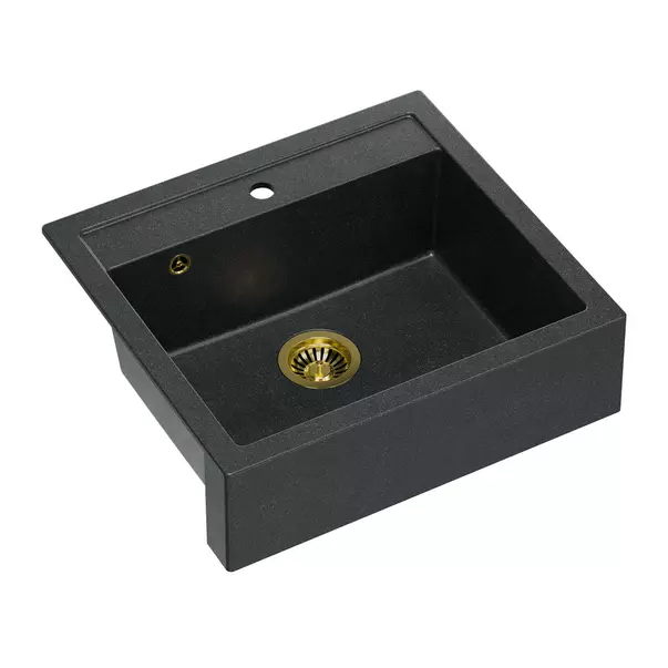 Chiuveta compozit incastrata Quadron Unique Bill 110 negru diamant - auriu 60x54 cm picture - 4