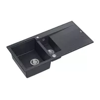 Chiuveta compozit incastrata Quadron Unique Evan 156 negru diamant - inox 100x50 cm picture - 2