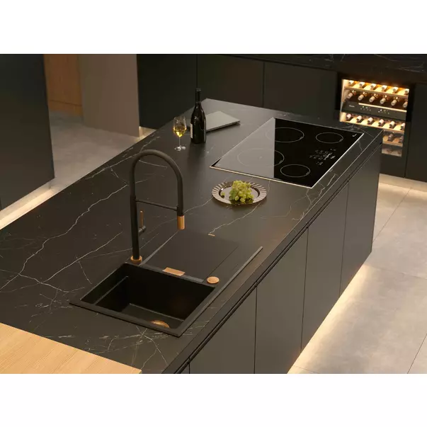 Chiuveta compozit incastrata Quadron Unique Oven negru carbon - cupru 76x50 cm picture - 6