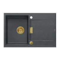 Chiuveta compozit incastrata Quadron Unique Oven negru diamant - auriu 76x50 cm