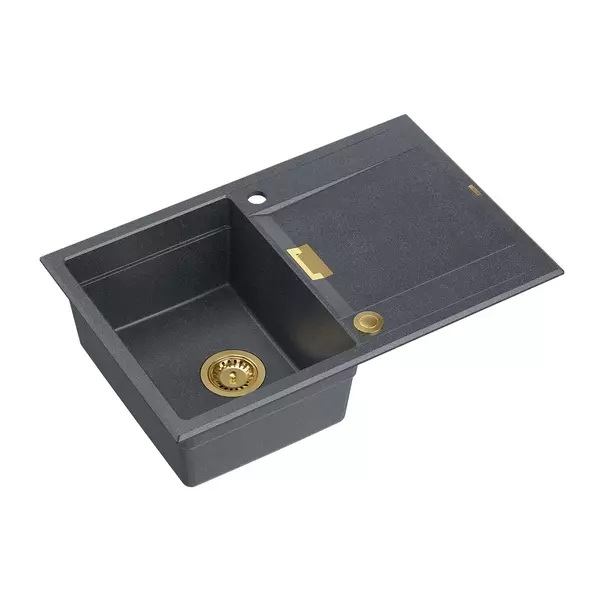 Chiuveta compozit incastrata Quadron Unique Oven negru diamant - auriu 76x50 cm picture - 2