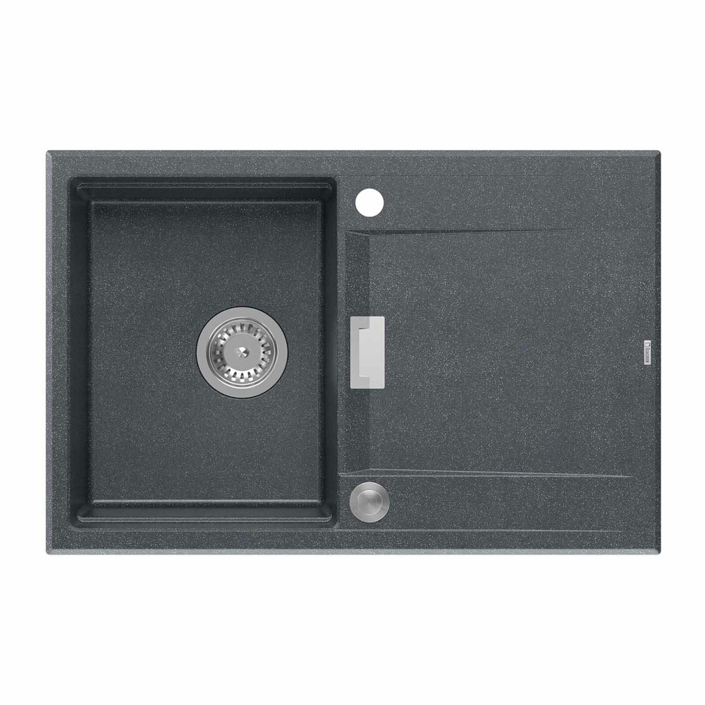 Chiuveta compozit Quadron Unique Oven negru diamant – inox 76×50 cm 76x50
