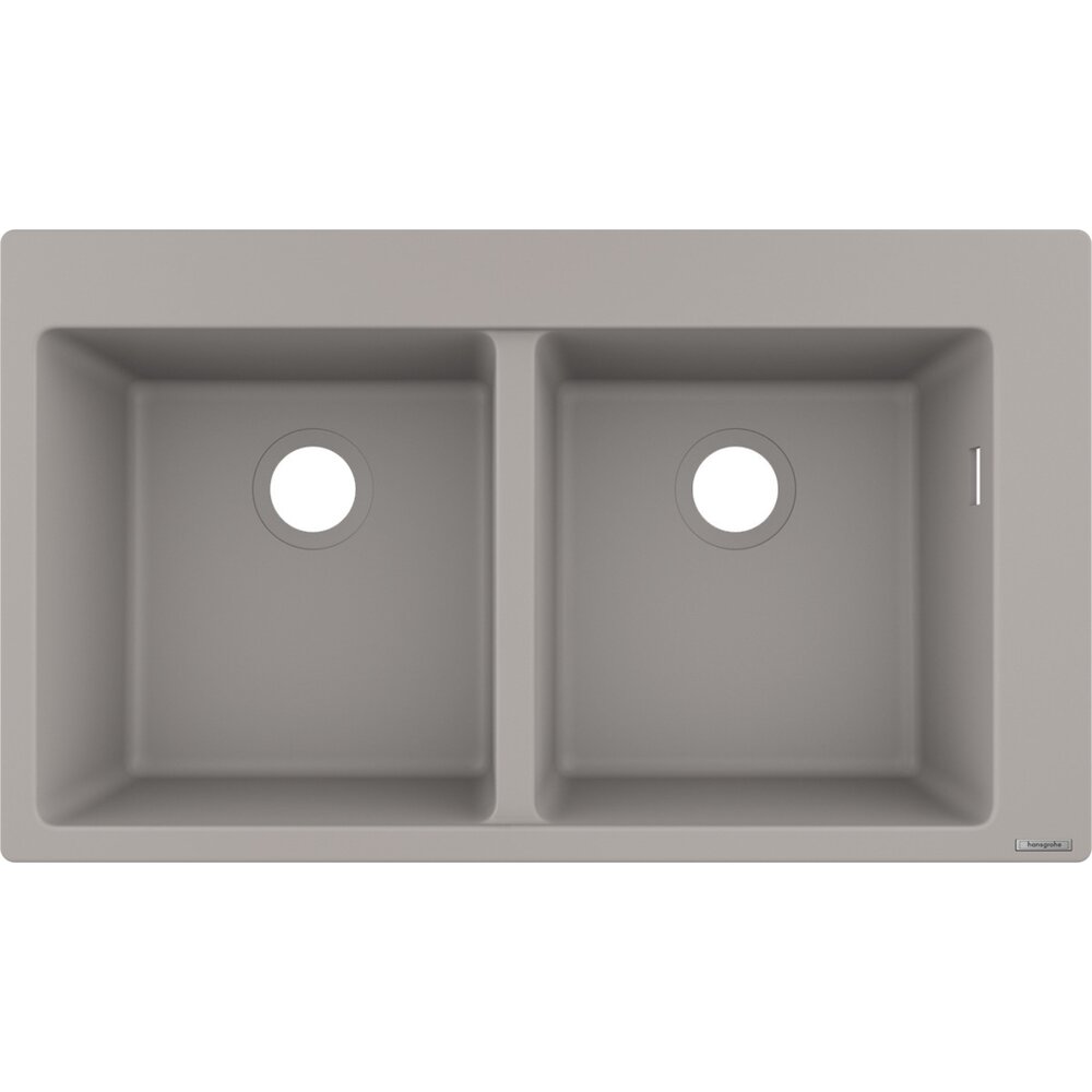 Chiuveta Hansgrohe S510 F770 SilicaTec 370×370 41.5x88x19 cm cu doua cuve concrete grey Hansgrohe